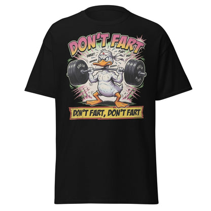 Don't Fart Duck Lifting Funny Gym T-Shirt - Black - TeeRipple