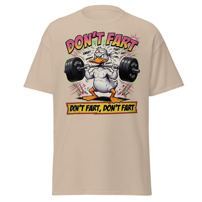 Don't Fart Duck Lifting Funny Gym T-Shirt - Sand - TeeRipple
