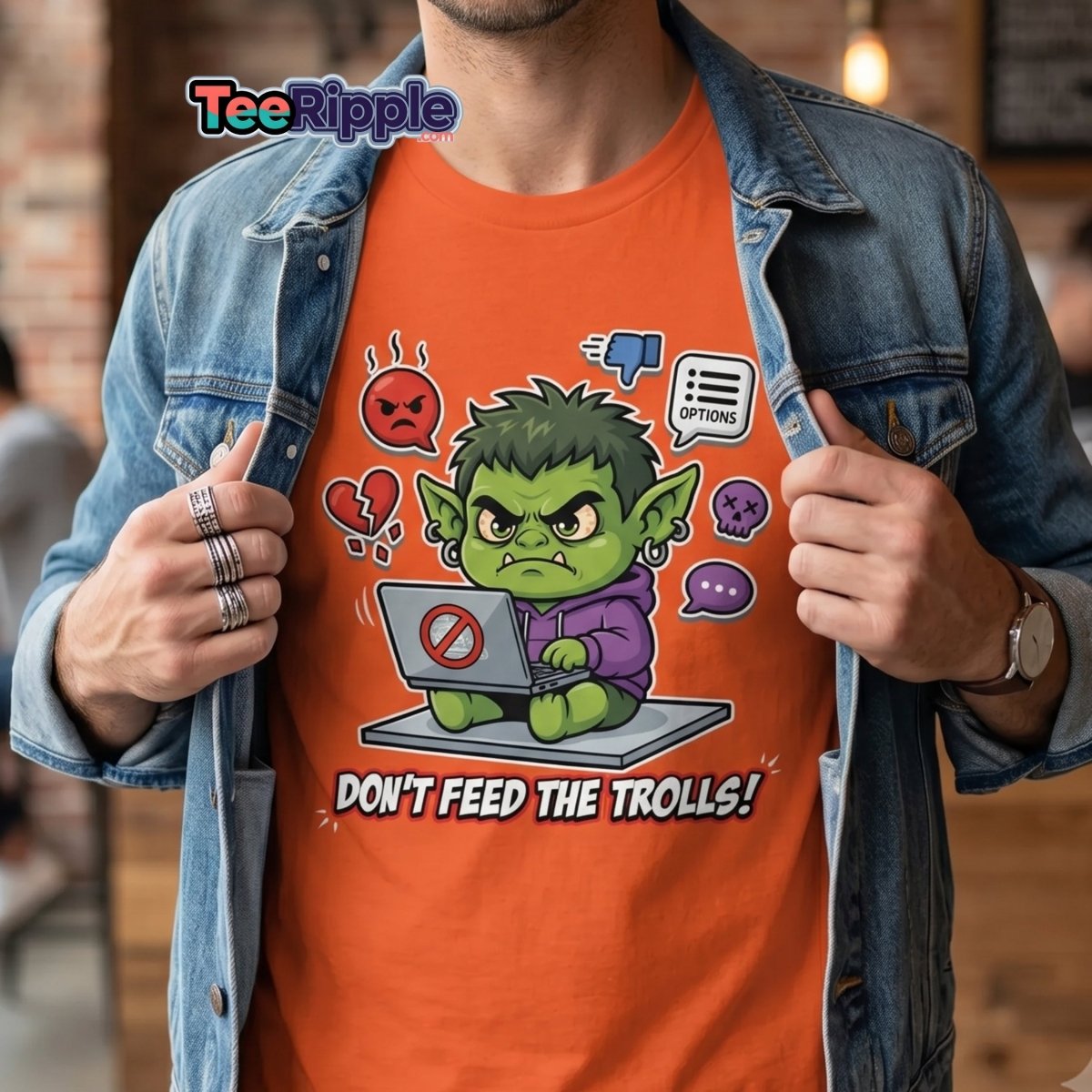 Don't Feed The Trolls T-Shirt | Funny Anti - Troll Tee - Maroon - TeeRipple