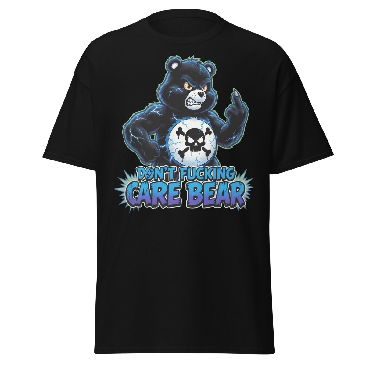 Don't Fucking Care Bear T-Shirt – Funny Parody Tee - Black - TeeRipple