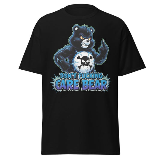 Don't Fucking Care Bear T-Shirt – Funny Parody Tee - Black - TeeRipple