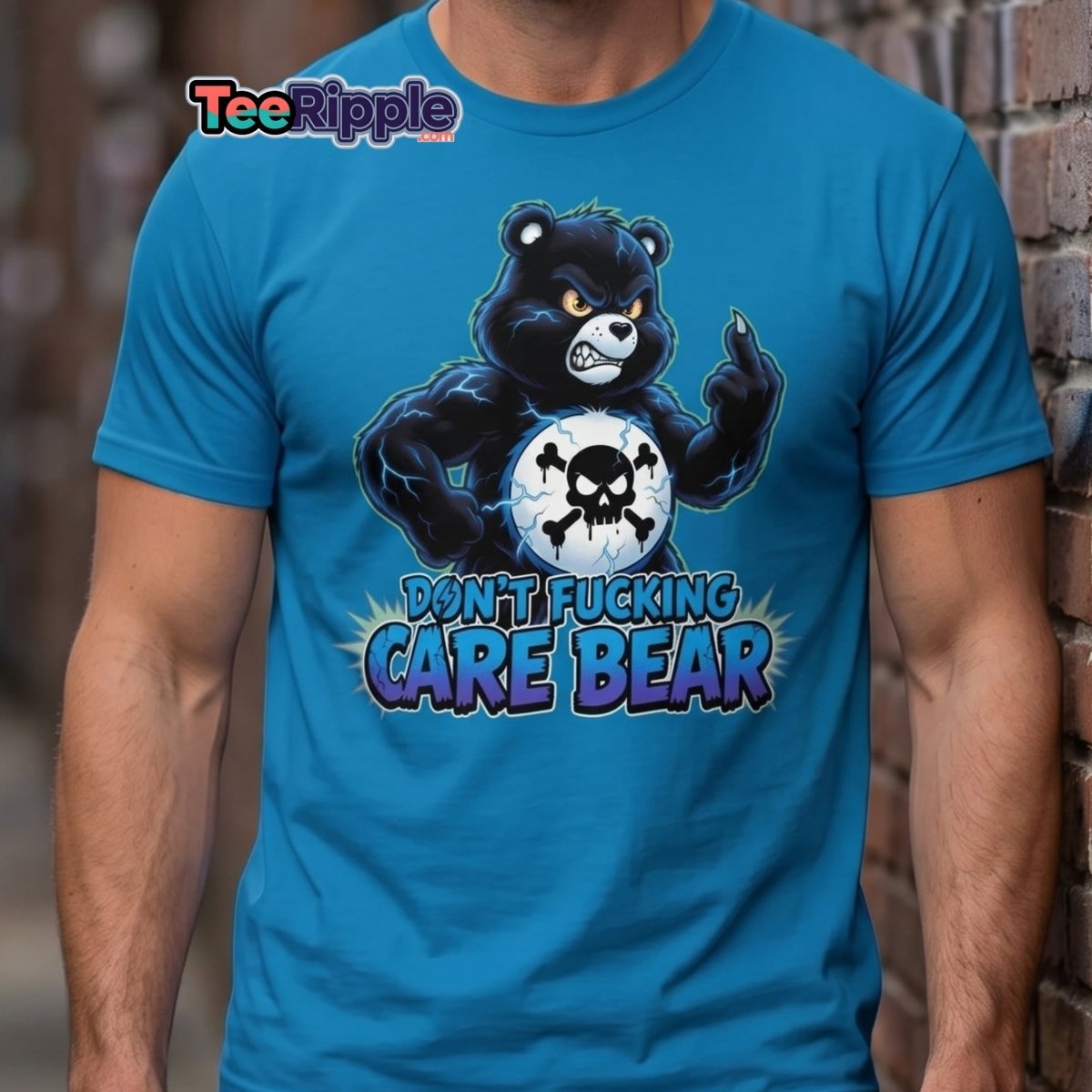 Don't Fucking Care Bear T-Shirt – Funny Parody Tee - Black - TeeRipple