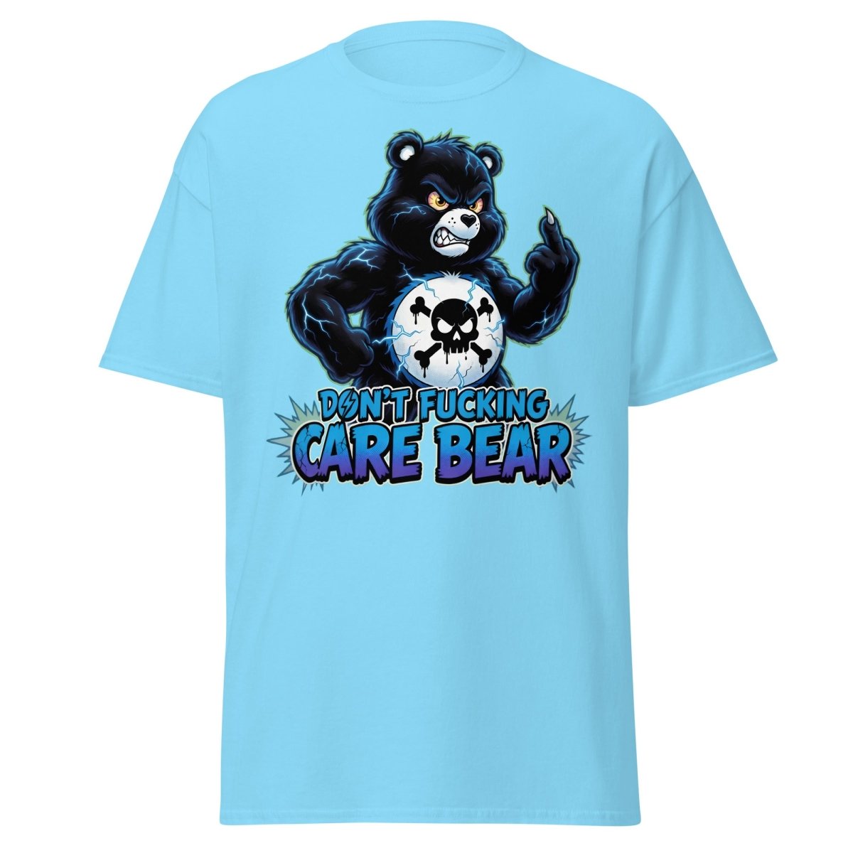 Don't Fucking Care Bear T-Shirt – Funny Parody Tee - Sky - TeeRipple