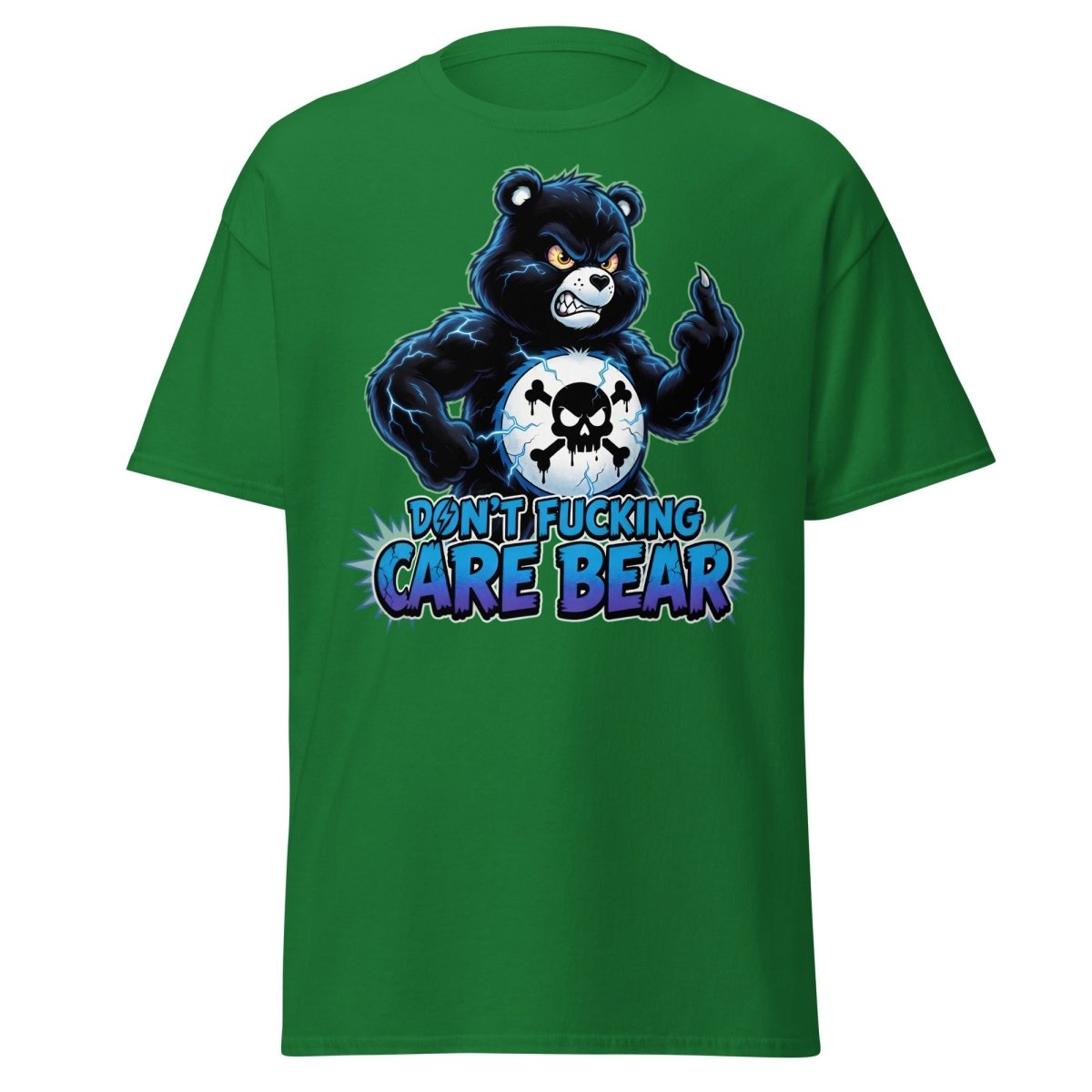 Don't Fucking Care Bear T-Shirt – Funny Parody Tee - Turf Green - TeeRipple
