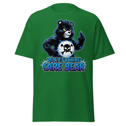 Don't Fucking Care Bear T-Shirt – Funny Parody Tee - Turf Green - TeeRipple