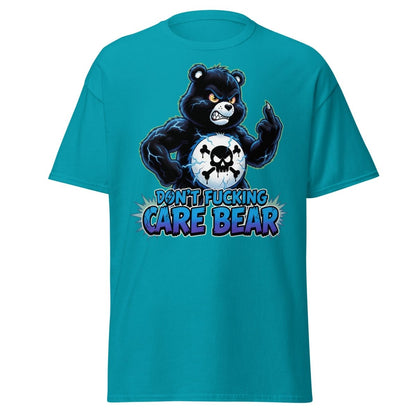 Don't Fucking Care Bear T-Shirt – Funny Parody Tee - Tropical Blue - TeeRipple