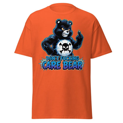 Don't Fucking Care Bear T-Shirt – Funny Parody Tee - Orange - TeeRipple