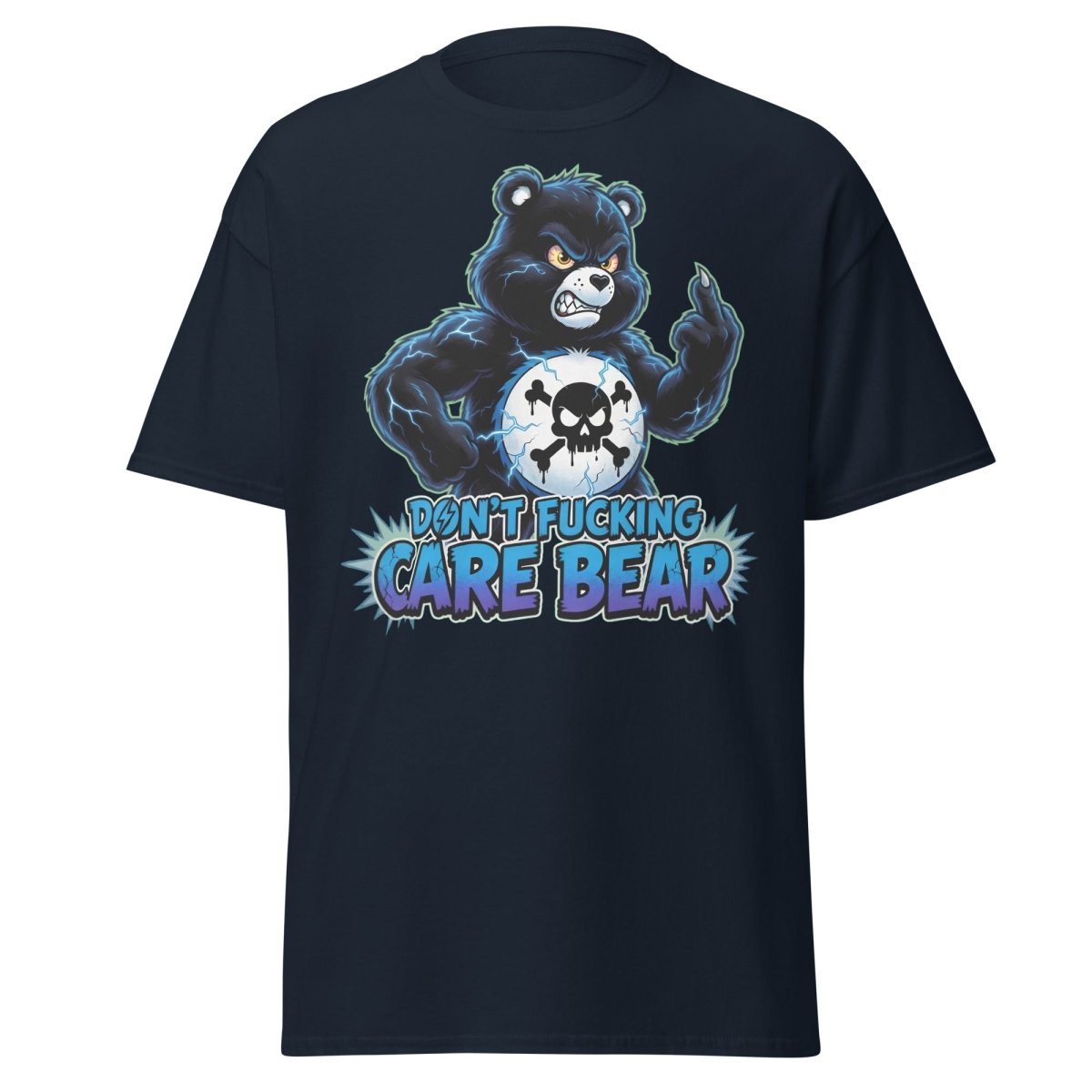 Don't Fucking Care Bear T-Shirt – Funny Parody Tee - Navy - TeeRipple