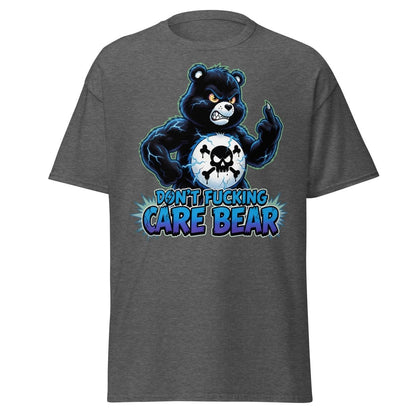 Don't Fucking Care Bear T-Shirt – Funny Parody Tee - Dark Heather - TeeRipple