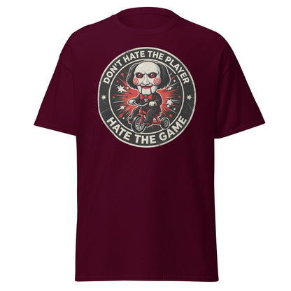Don't Hate The Player Hate The Game Jigsaw T-Shirt - Maroon - TeeRipple
