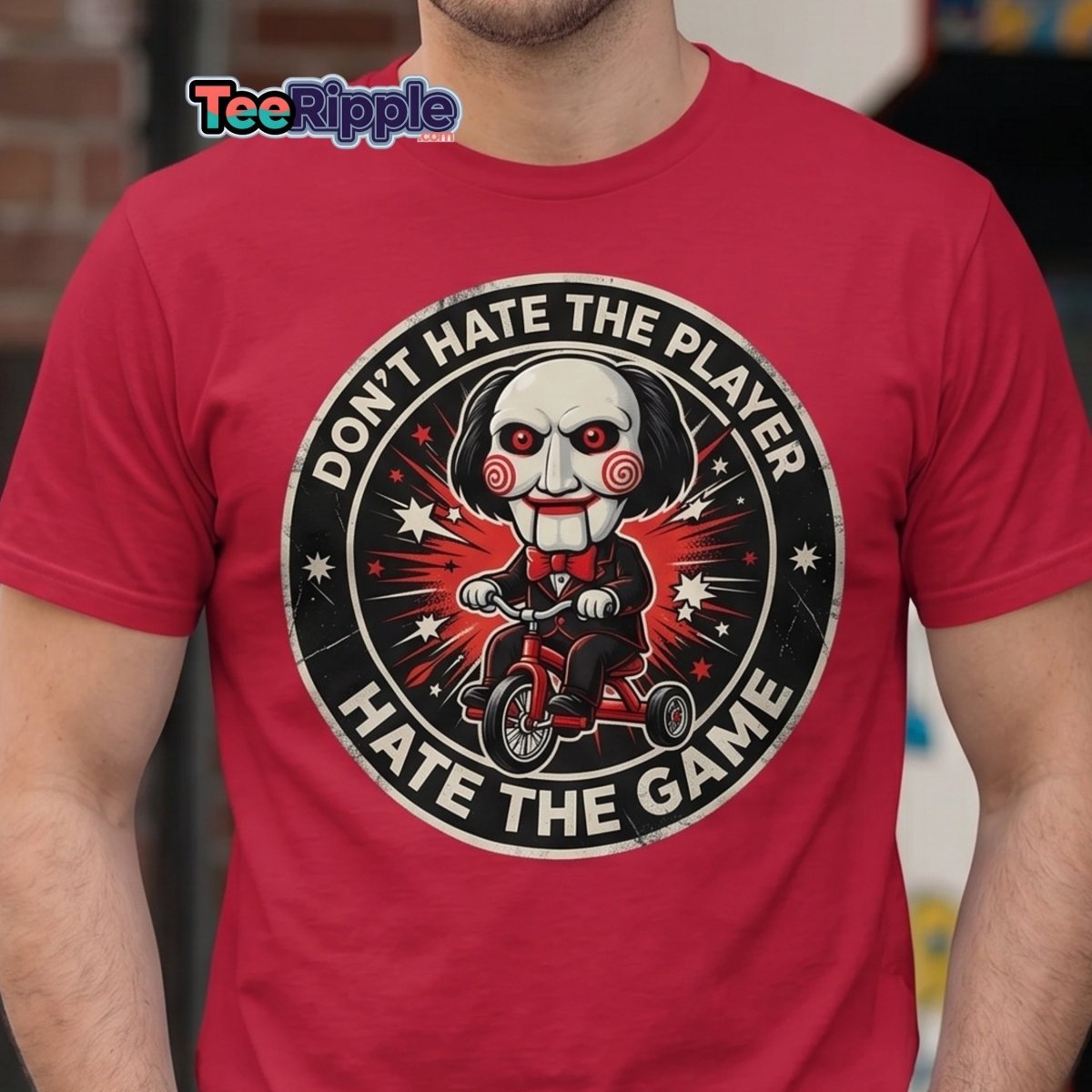 Don't Hate The Player Hate The Game Jigsaw T-Shirt - Maroon - TeeRipple