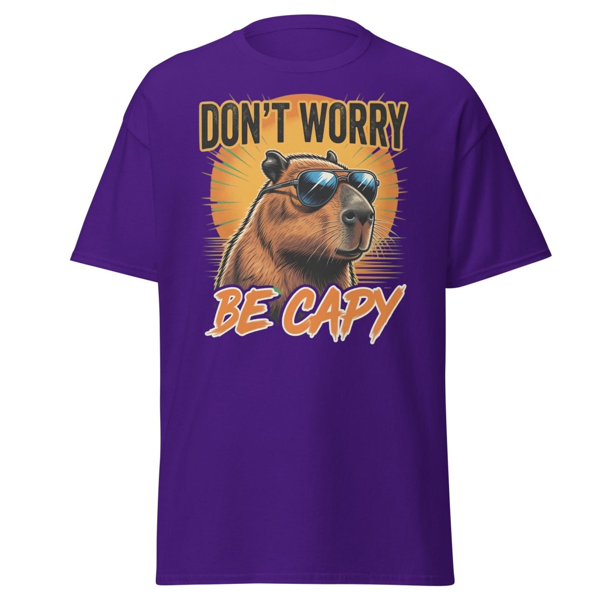 Don't Worry Be Capy T-Shirt - Funny Capybara Tee - Purple - TeeRipple