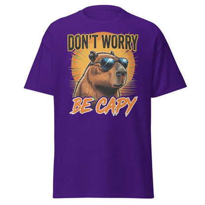 Don't Worry Be Capy T-Shirt - Funny Capybara Tee - Purple - TeeRipple
