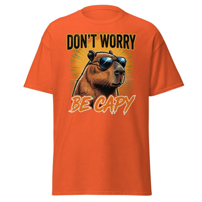 Don't Worry Be Capy T-Shirt - Funny Capybara Tee - Orange - TeeRipple
