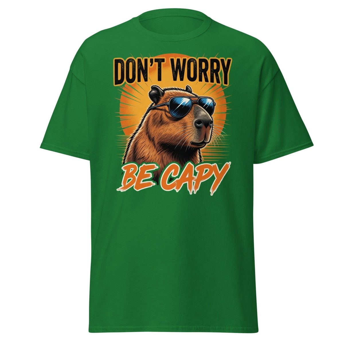 Don't Worry Be Capy T-Shirt - Funny Capybara Tee - Turf Green - TeeRipple