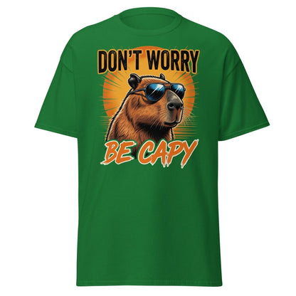 Don't Worry Be Capy T-Shirt - Funny Capybara Tee - Turf Green - TeeRipple