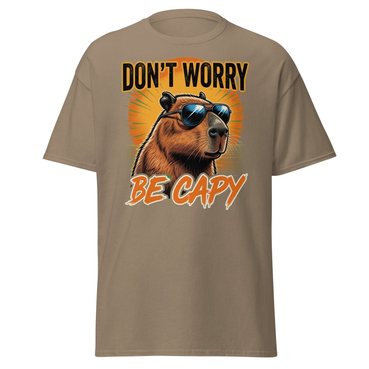 Don't Worry Be Capy T-Shirt - Funny Capybara Tee - Brown Savana - TeeRipple