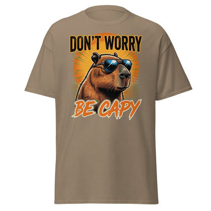 Don't Worry Be Capy T-Shirt - Funny Capybara Tee - Brown Savana - TeeRipple