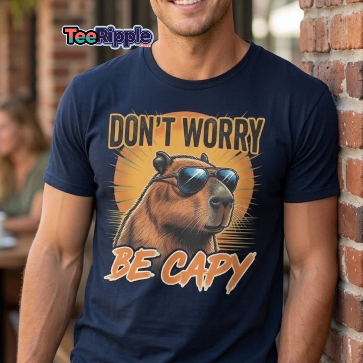 Don't Worry Be Capy T-Shirt - Funny Capybara Tee - Maroon - TeeRipple