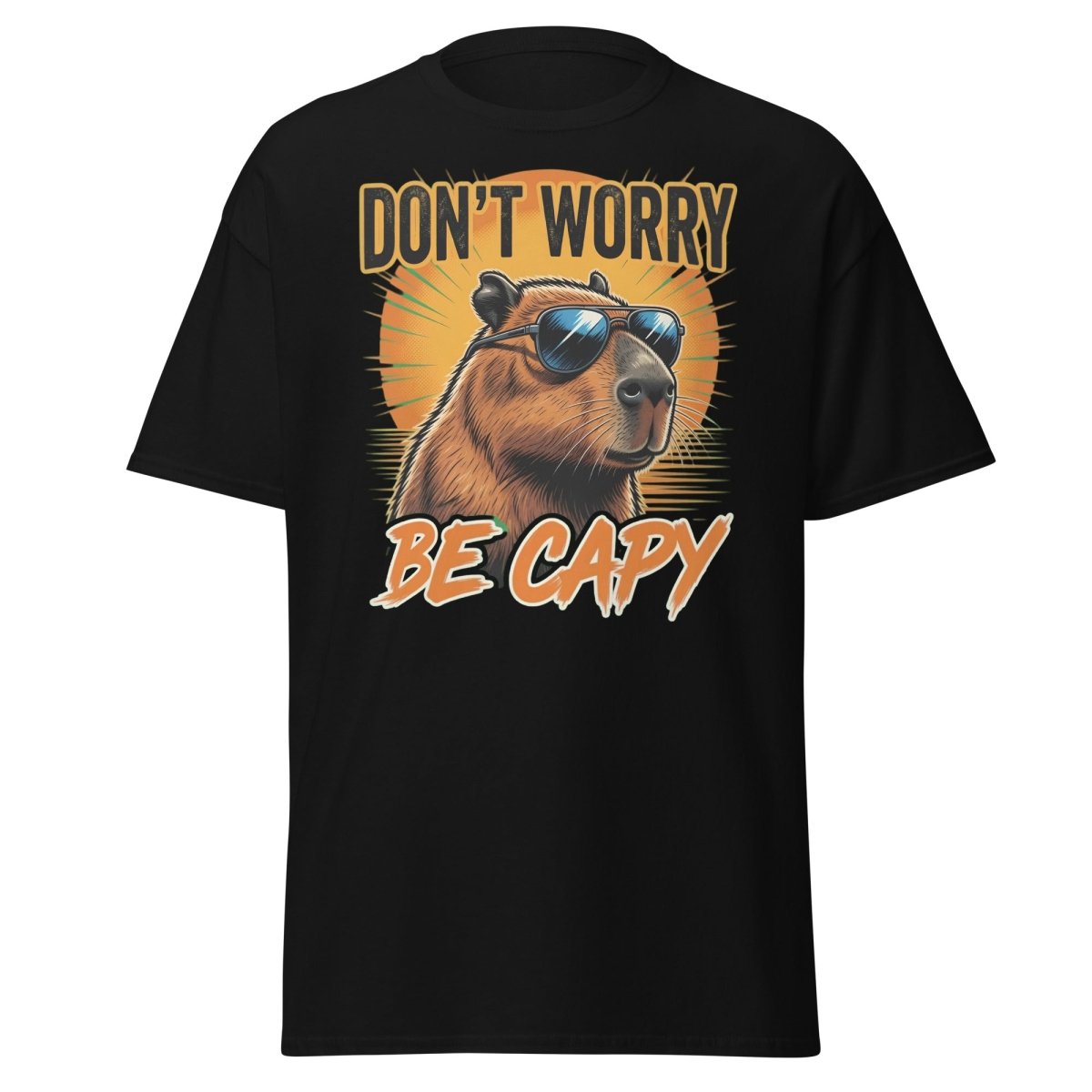 Don't Worry Be Capy T-Shirt - Funny Capybara Tee - Black - TeeRipple