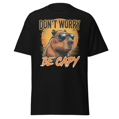 Don't Worry Be Capy T-Shirt - Funny Capybara Tee - Black - TeeRipple
