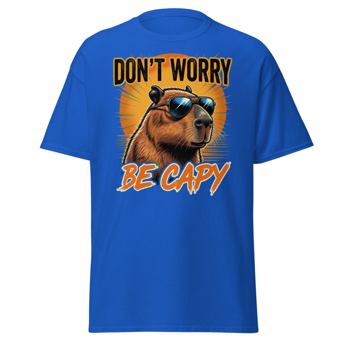 Don't Worry Be Capy T-Shirt - Funny Capybara Tee - Royal - TeeRipple