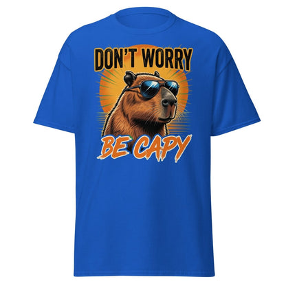 Don't Worry Be Capy T-Shirt - Funny Capybara Tee - Royal - TeeRipple