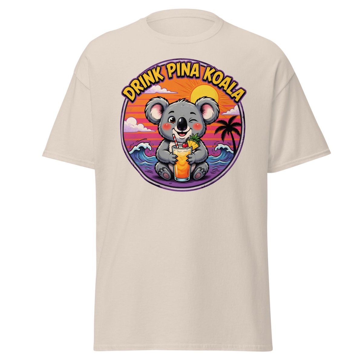 Drink Pina Koala T-Shirt - Funny Koala Pun Tropical Tee - Natural - TeeRipple
