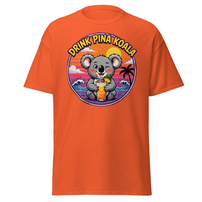 Drink Pina Koala T-Shirt - Funny Koala Pun Tropical Tee - Orange - TeeRipple
