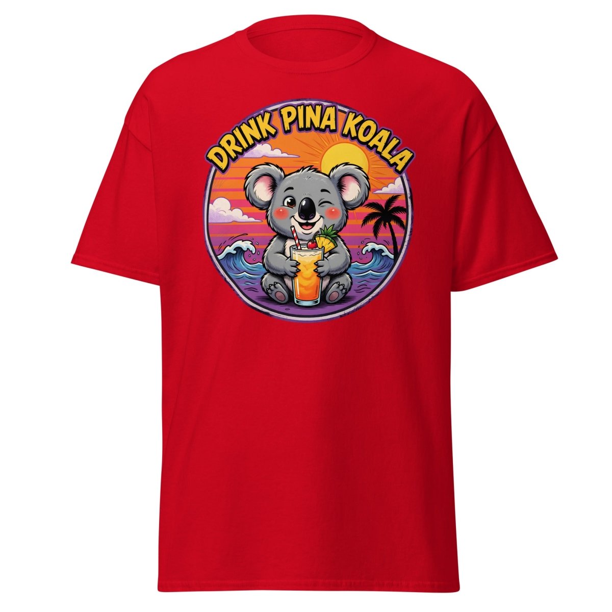 Drink Pina Koala T-Shirt - Funny Koala Pun Tropical Tee - Red - TeeRipple