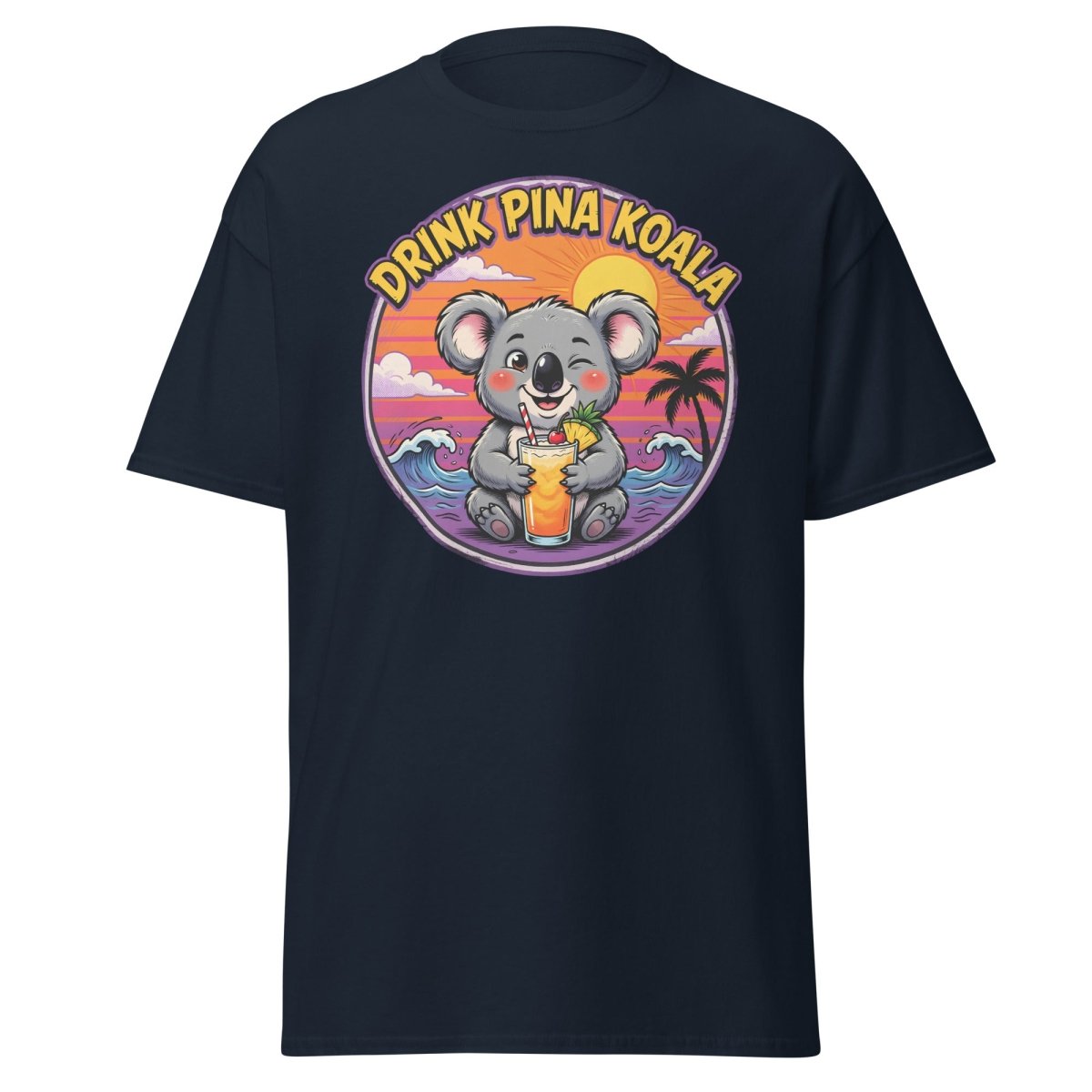 Drink Pina Koala T-Shirt - Funny Koala Pun Tropical Tee - Navy - TeeRipple