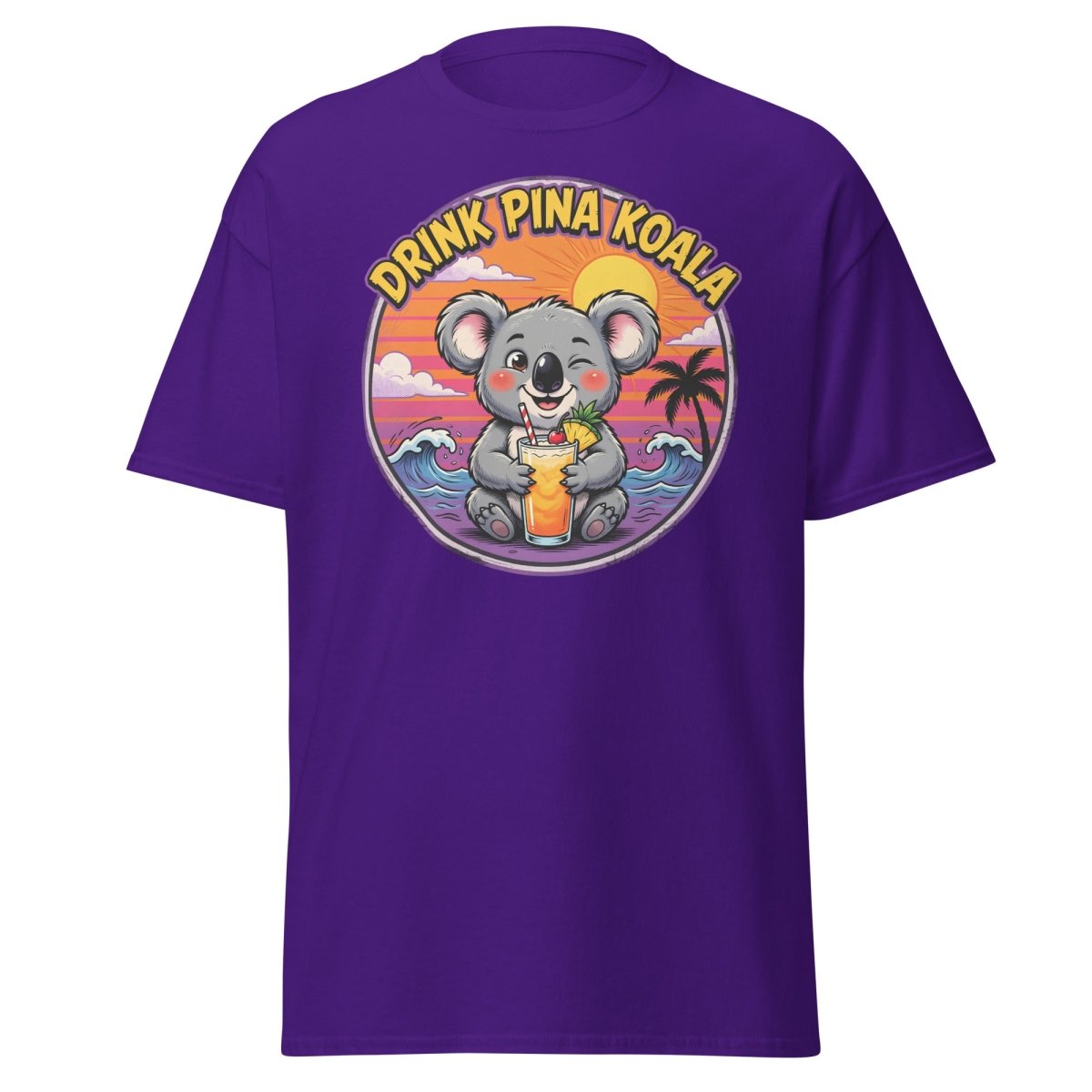 Drink Pina Koala T-Shirt - Funny Koala Pun Tropical Tee - Purple - TeeRipple