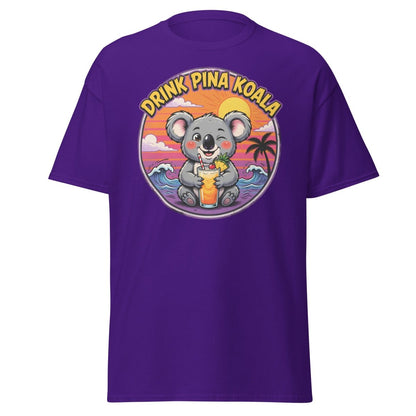 Drink Pina Koala T-Shirt - Funny Koala Pun Tropical Tee - Purple - TeeRipple