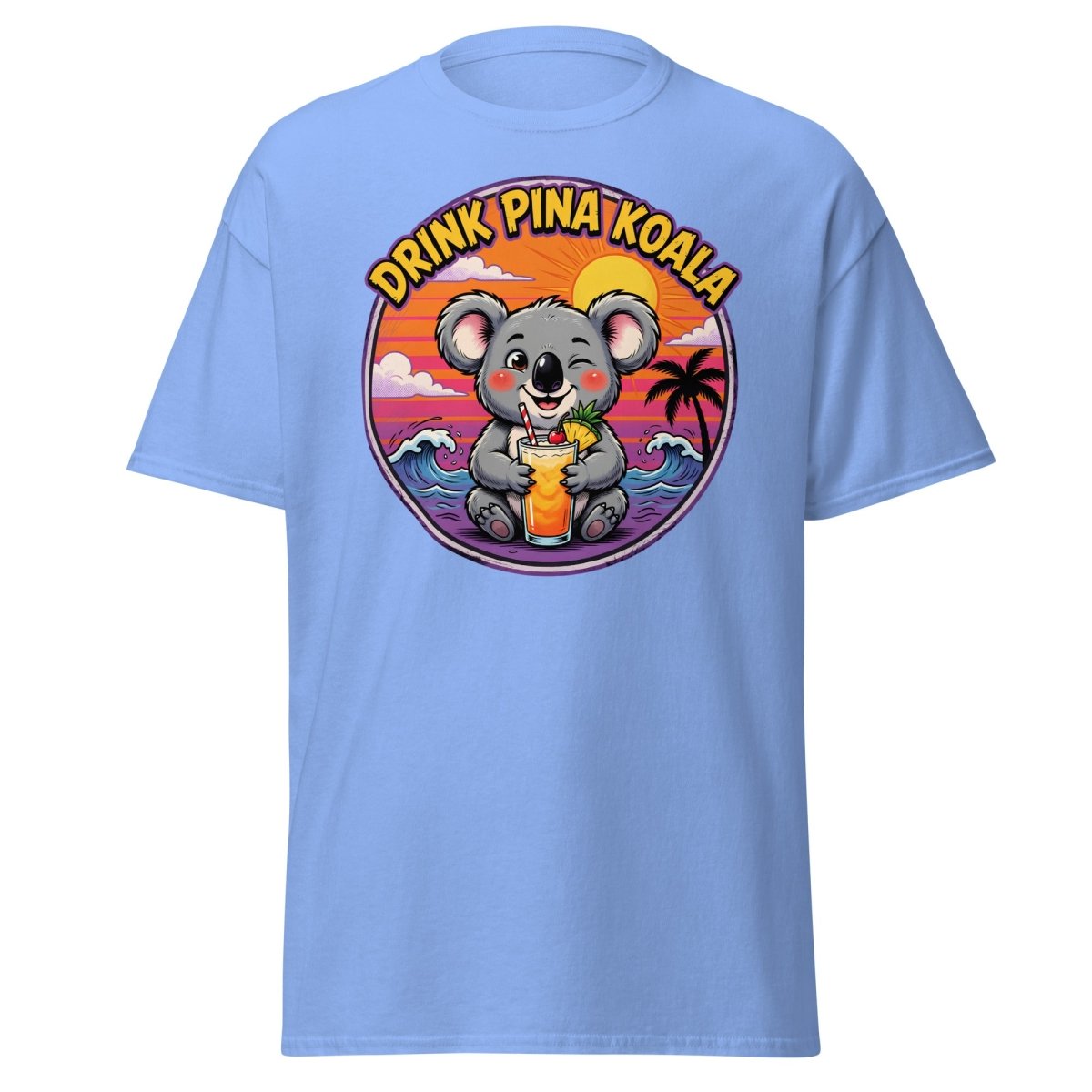 Drink Pina Koala T-Shirt - Funny Koala Pun Tropical Tee - Carolina Blue - TeeRipple