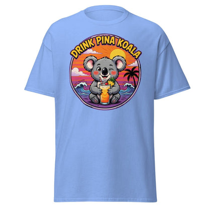 Drink Pina Koala T-Shirt - Funny Koala Pun Tropical Tee - Carolina Blue - TeeRipple