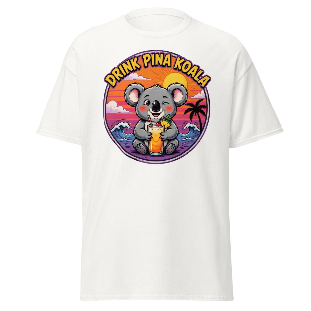 Drink Pina Koala T-Shirt - Funny Koala Pun Tropical Tee - White - TeeRipple