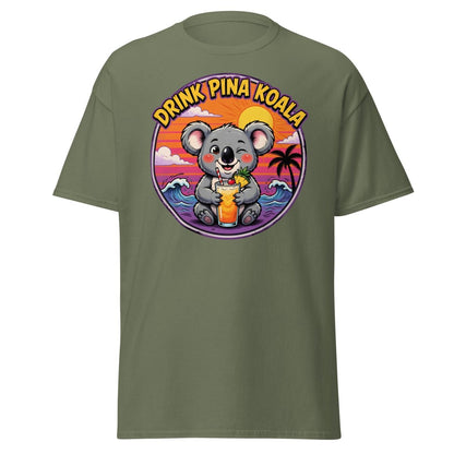 Drink Pina Koala T-Shirt - Funny Koala Pun Tropical Tee - Military Green - TeeRipple
