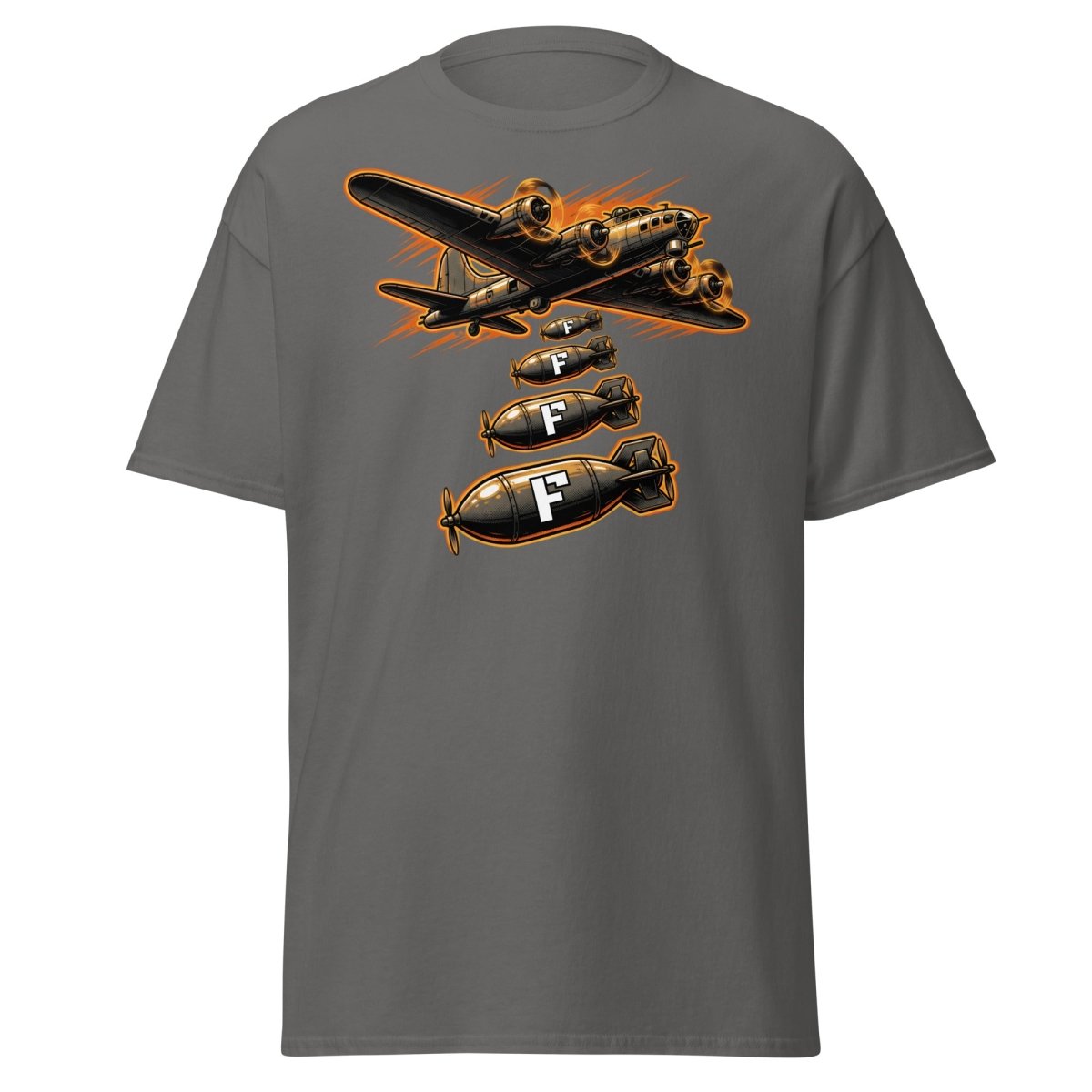Dropping F-Bombs Bomber T-Shirt – Funny Aviation Graphic Tee - Charcoal - TeeRipple