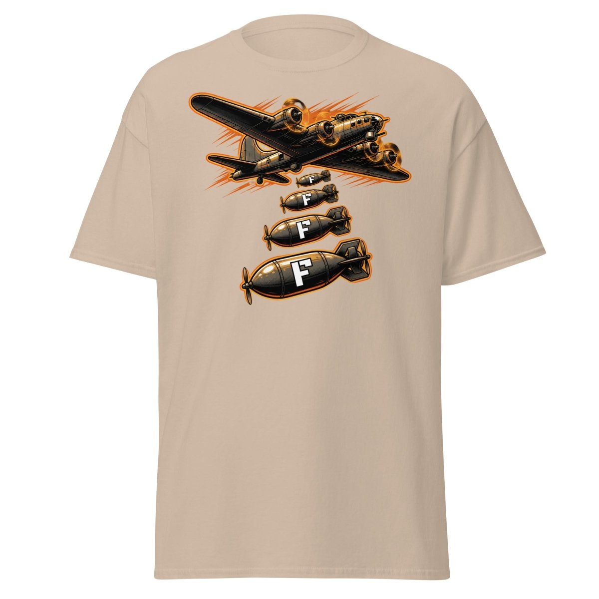 Dropping F-Bombs Bomber T-Shirt – Funny Aviation Graphic Tee - Sand - TeeRipple