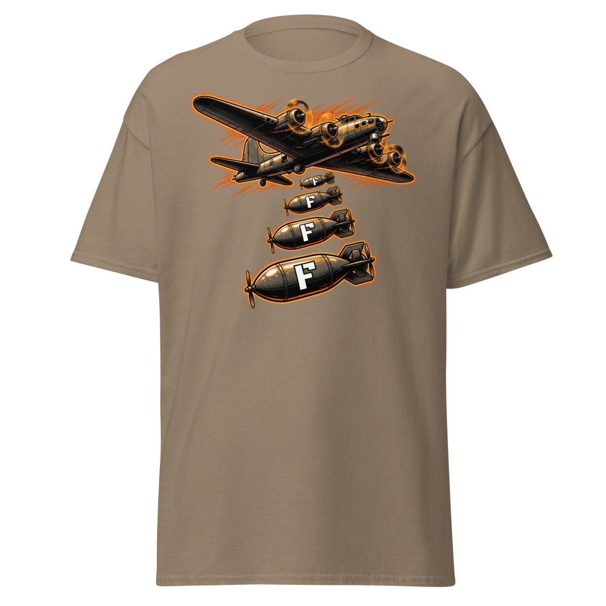 Dropping F-Bombs Bomber T-Shirt – Funny Aviation Graphic Tee - Brown Savana - TeeRipple