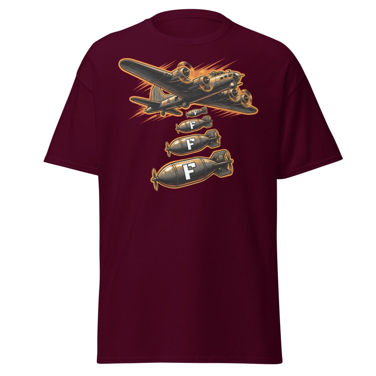 Dropping F-Bombs Bomber T-Shirt – Funny Aviation Graphic Tee - Maroon - TeeRipple
