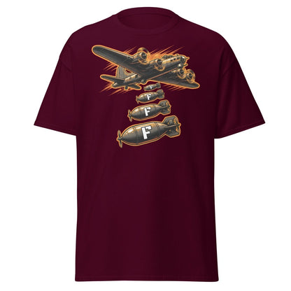 Dropping F-Bombs Bomber T-Shirt – Funny Aviation Graphic Tee - Maroon - TeeRipple