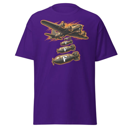 Dropping F-Bombs Bomber T-Shirt – Funny Aviation Graphic Tee - Purple - TeeRipple