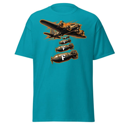 Dropping F-Bombs Bomber T-Shirt – Funny Aviation Graphic Tee - Tropical Blue - TeeRipple