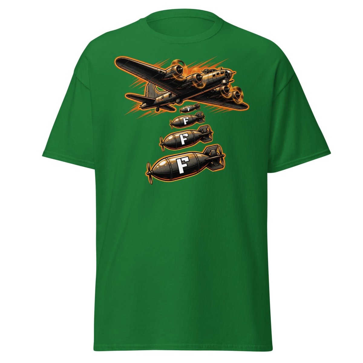 Dropping F-Bombs Bomber T-Shirt – Funny Aviation Graphic Tee - Turf Green - TeeRipple