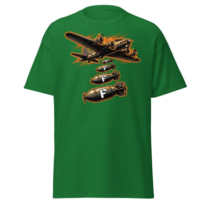 Dropping F-Bombs Bomber T-Shirt – Funny Aviation Graphic Tee - Turf Green - TeeRipple