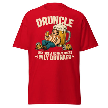 Druncle Funny Drunk Uncle T-Shirt Graphic Tee - Red - TeeRipple