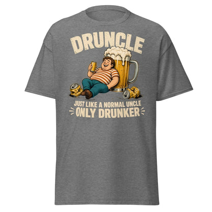 Druncle Funny Drunk Uncle T-Shirt Graphic Tee - Graphite Heather - TeeRipple