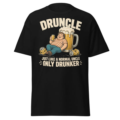 Druncle Funny Drunk Uncle T-Shirt Graphic Tee - Black - TeeRipple