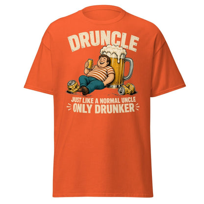 Druncle Funny Drunk Uncle T-Shirt Graphic Tee - Orange - TeeRipple